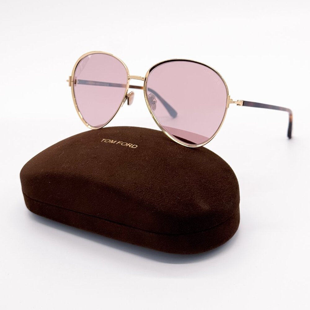 NEW TOM FORD RIO FT1028 32Z WOMEN AVIATOR SUNGLASSES FT1028/S GOLD PINK